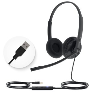 UH34 Casque Filaire Usb Professionnel Avec Coussinets En Cuir