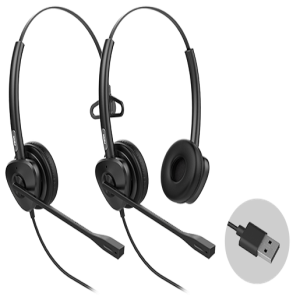 HT302-U Casque Professionnel Filaire Double Écouteur Avec Point Accès Usb