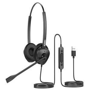 HT302-U Casque Professionnel Filaire Double Écouteur Avec Point Accès Usb
