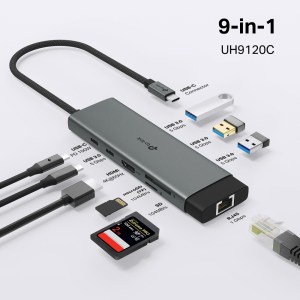 UH9120C Hub Usb Type-c 9-en-1 Avec Charge Pd 100w Et Hdmi 4k