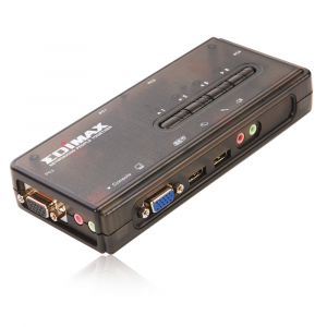 KVM 4 ports USB avec jeu de cables et prise en charge de l'audio/micro Edimax